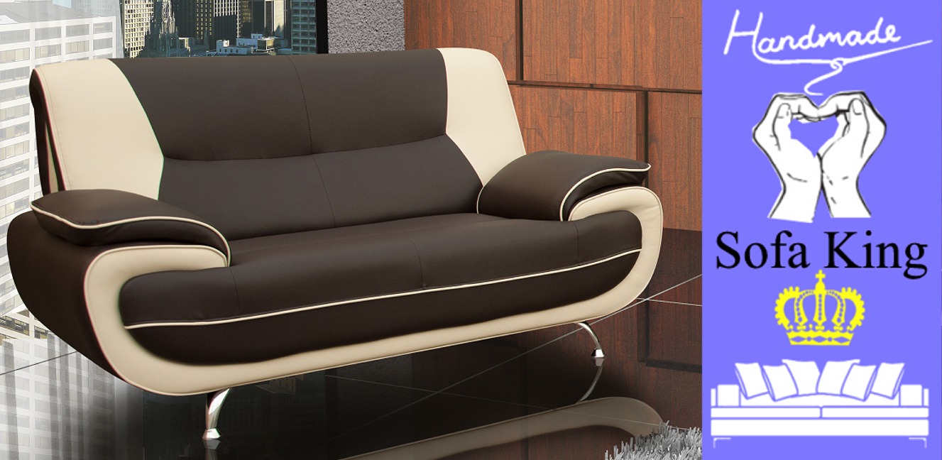 Bari 2 Seater BrownCream Leather Sofa