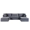 Ronan U Shape Corner -  Grey Plush Velvet