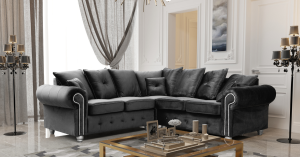 Athens Corner Sofa - Black Plush Velvet