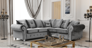 Athens Corner Sofa - Silver Grey Plush Velvet