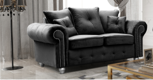 Athens 2 Seater Sofa - Black Plush Velvet