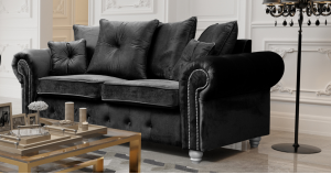 Athens 3 Seater Sofa - Black Plush Velvet