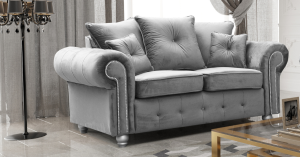 Athens 2 Seater Sofa - Silver Grey Plush Velvet