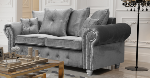 Athens 3 Seater Sofa - Silver Grey Plush Velvet