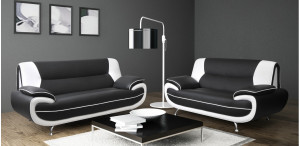 Bari 3+2 Seater Sofa Set Black-White