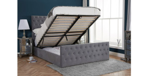 Danson Super King Size Ottoman Bed Grey Velvet 180cm