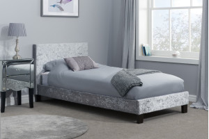 Hilton Single Steal Grey Crushed Velvet 90cm