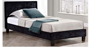 Hilton Single Black Crushed Velvet 90cm