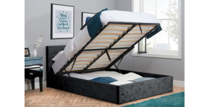 Hilton Small Double Ottoman Double Bed Black Crushed Velvet 120cm