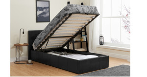 Hilton Single Ottoman Black PU 90cm