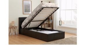 Hilton Single Ottoman Brown PU 90cm