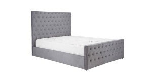 Danson Double Bed Grey Velvet 135cm
