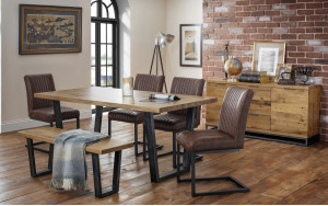 Brooklyn Solid Oak Dining Table + Bench + 4 Chairs Set