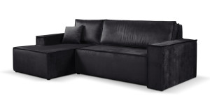 Calix black left hand facing chaise corner sofa bed