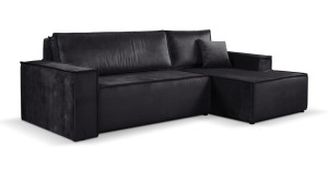 Calix black right hand facing chaise corner sofa bed