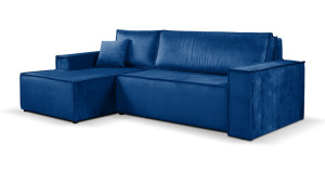 Calix blue left hand facing chaise corner sofa bed