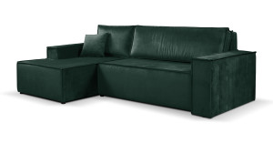 Calix green left hand facing chaise corner sofa bed