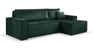 Calix green right hand facing chaise corner sofa bed