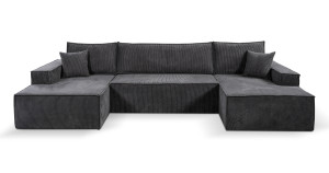 Calix U shaped black corner sofa bed