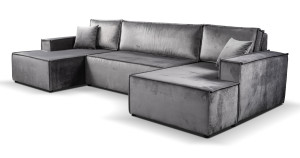 Calix U shaped graphite corner sofa bed