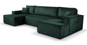 Calix U shaped green corner sofa bed