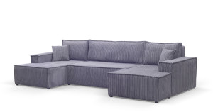 Calix U shaped grey cord corner sofa bed