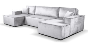 Calix U shaped silver corner sofa bed