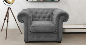 Chesterfield Graphite Club Chair 