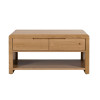 Curve Oak Natural Lacquered Coffee Table with Large Drawer