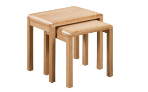 Curve Oak Natural Lacquered Nest of 2 Tables