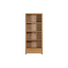 Curve Oak Natural Lacquered Tall Bookcase with Drawer