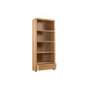 Curve Oak Natural Lacquered Tall Bookcase with Drawer