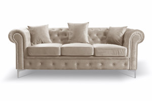 Enchanted Beige Plush 3 Seater Sofa