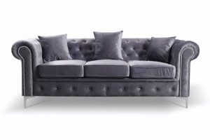 Enchanted Grey Plush 3 Seater Sofa