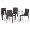 Enzo Chrome & Glass Compact Dining Table + 4 Jazz Slate Grey Chairs Set