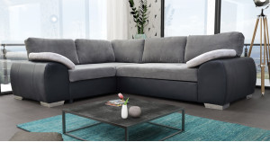 Madrid 1CR2 Left Corner Sofa Bed Black and Grey