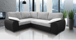 Madrid 1CR2 Left Corner Sofa Bed Black and Silver