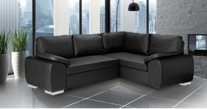 Madrid 2CR1 Right Corner Sofa Bed Black PU