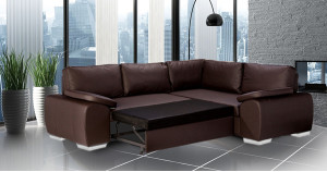Madrid 2CR1 Right Corner Sofa Bed Brown PU