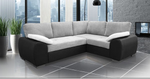 Madrid 2CR1 Right Corner Sofa Bed Black and Silver