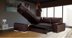 Madrid 1CR2 Left Corner Sofa Bed Brown PU