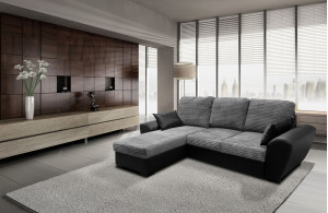 Monza Left Corner Sofa Bed Black and Grey