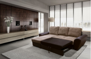 Monza Left Corner Sofa Bed Brown