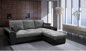 Monza Right Corner Sofa Bed Black and Grey