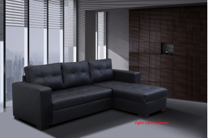 Monza II Right Corner Sofa Bed Black PU
