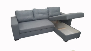 Monza II Right Corner Sofa Bed Grey PU