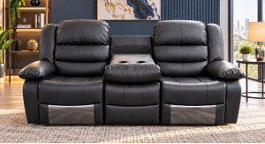 Lazy-B 3 Seater Recliner Black