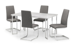 Positano White Marble Dining Table + 6 Chairs Set