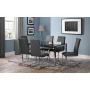 Tempo Black Glass Dining Table + 6 Roma Fabric Cantilever Chairs Set