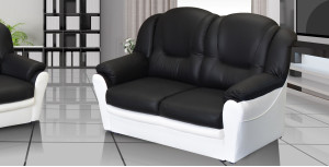 Arizona 2 Seater Sofa Black and White PU